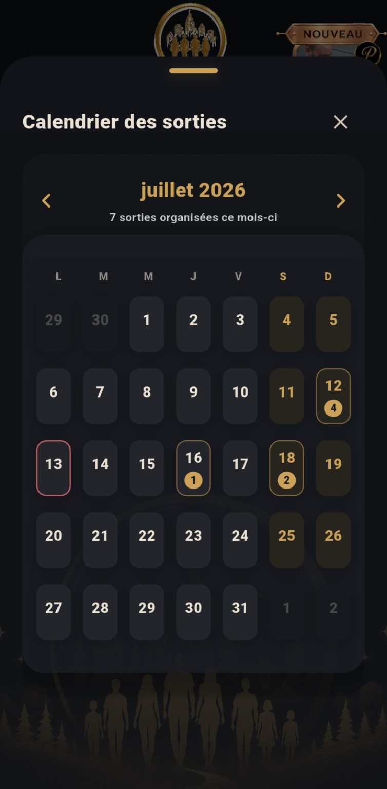 Calendrier OSE en thème sombre